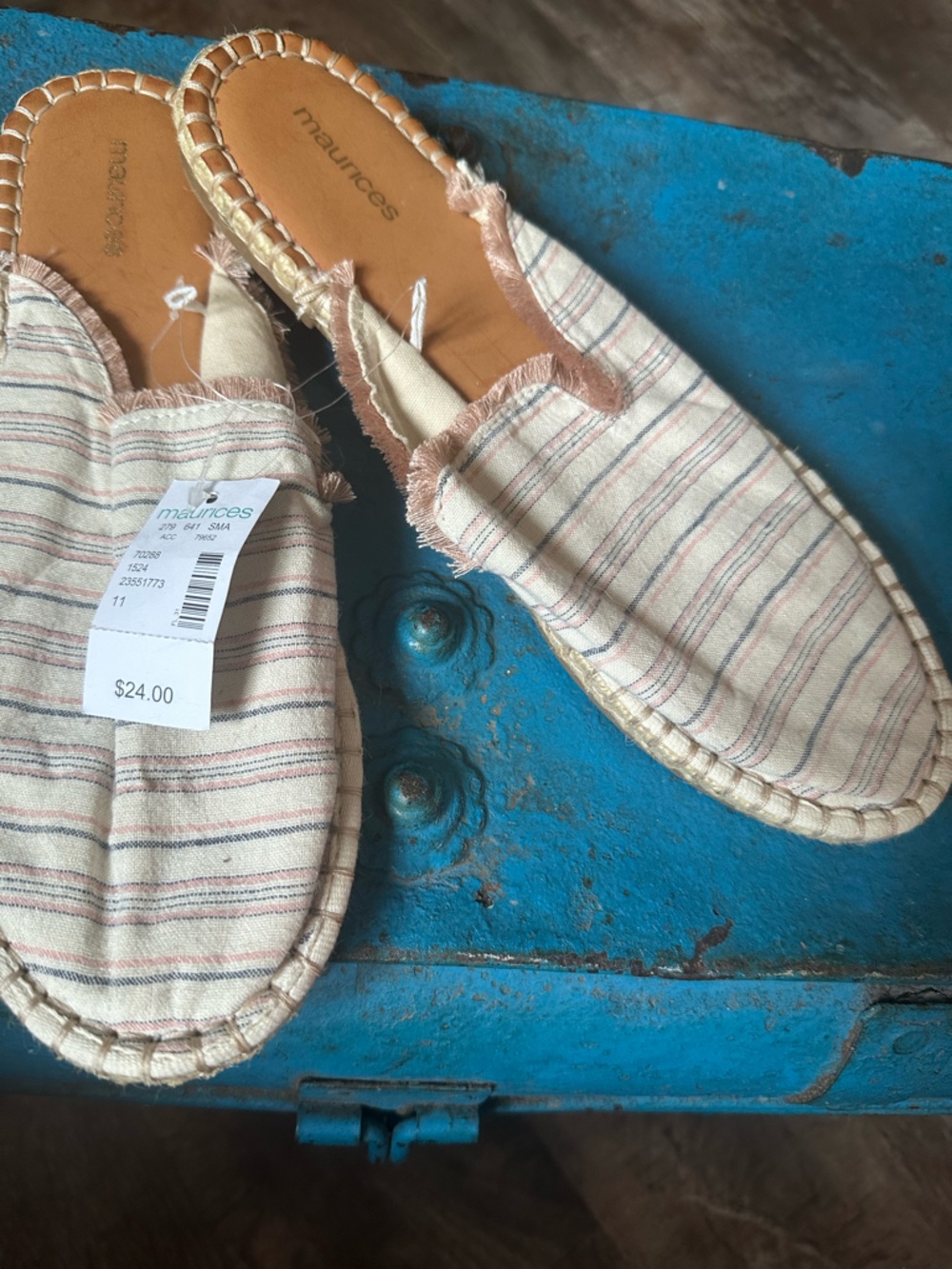 Maurices Striped Slip-On Espadrille Mules in Cream, Pink and Blue